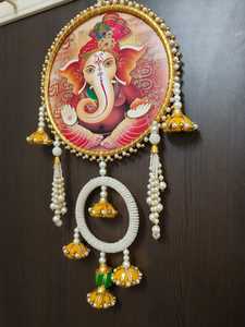 Surtido de madera Ganesha Pichwai vaca colgante de pared para Diwali puertas y paredes decoración inauguración de la casa y buena suerte regalo Diwali entrada - Product Image 6