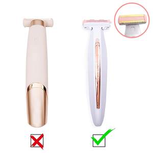 Paquete de 6 cabezales de repuesto recargables para afeitadora femenina, afeitadora rotativa de doble cuchilla para bikini, lavable y fácil de usar - Product Image 4