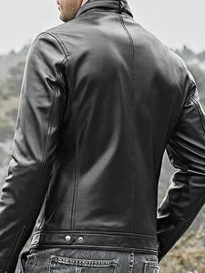 Customizable Men's <b>Winter</b> <b>Leather</b> <b>Jacket</b> with Stand Collar Professionally Made COW SKIN Material Canvas Waterproof Breathable - Product Image 2