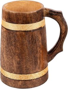 TAZA DE CERVEZA DE MADERA HECHA A MANO TANKHARD CON MANGO DE MADERA Jarra de cerveza al por mayor y hecha a mano para el hogar y el restaurante para - Product Image 2
