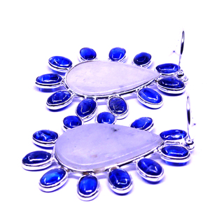 Everyday Wear Bijoux en argent sterling 925 plaqué or Boucle d'oreille en pierre de lune arc-en-ciel blanc Kyanite Gemstone - Product Image 4