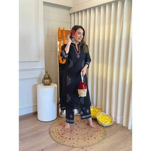 Vente en gros été 2 pièces coton A-ligne travail Kurti pantalon ensemble long co-ord pour femmes indien pakistanais vêtements fabricant salwar - Product Image 1