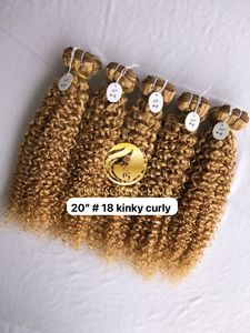 Top New Best Quality 20 "#18 Color Kinky Curly Venta al por mayor Raw Indian Temple Directo de India Machine Double Weft Human Bundles - Product Image 6