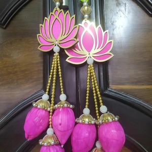 Decoración de Pared Artesanal con Perlas de Loto Rosa para Decoración Floral Tradicional India para Diwali, Decoración del Hogar, Decoración de Pooja Mandir - Product Image 2