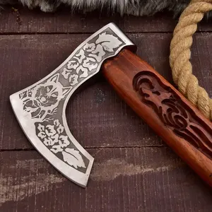 ขวานดามัสกัสทำด้วยมือด้ามจับทำจากไม้สแตนเลส - Product Image 6