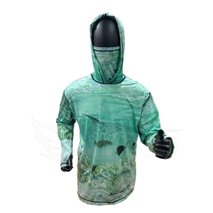 Porter des chemises à manches longues 100% coton à séchage rapide UPF 50 Design personnalisé Camo Mask Hoodie - Product Image 1