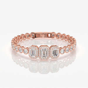 Brazalete de Diamantes Cultivados en Laboratorio con Corte Esmeralda para Mujer, Oro de 14k, Elegantes Brazaletes de Diamantes - Product Image 4