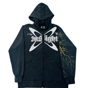 Sweat-shirts pour hommes de haute qualité, lavage à l'acide, 100% polyester, vêtements décontractés, capuche, poids 370 grammes, logo imprimé sur l'écran avant, sweat-shirt à fermeture éclair - Product Image 1