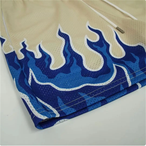 Pantalones cortos de baloncesto de secado rápido para hombre, pantalones cortos de verano con estampado de llama, transpirables, informales, estilo holgado, decoración lavada, Bermudas - Product Image 5