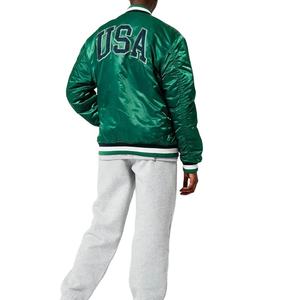 Chaquetas Bomber de Satén Personalizadas OEM para Hombre, Chaqueta Varsity de Béisbol con Logotipo Personalizado, Cuello Alto, Invierno - Product Image 4