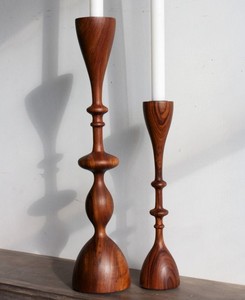 ที่ตั้งเทียน2ชิ้นสำหรับตกแต่งบ้านทำจากไม้มะม่วงโลหะขัดเงาเข้ม - Product Image 6