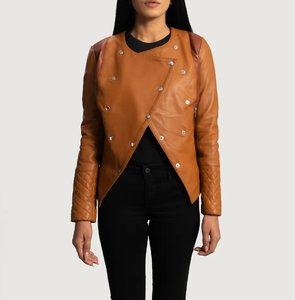 Veste en cuir respirante personnalisée de haute qualité pour femmes, vêtements d'extérieur à la mode d'hiver - Product Image 3