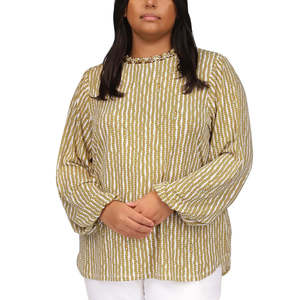 Top a maniche lunghe con catena giallo da donna Michael Kors, taglia 0X-Plus Size, accessorio - Product Image 1