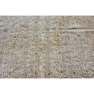 Tapis turc vintage classique Beige 4.6x8.2 pieds fait à la main en peluche hauteur laine fourrure Latex Patchwork Rectangle pour chambres d'adolescents - Product Image 5