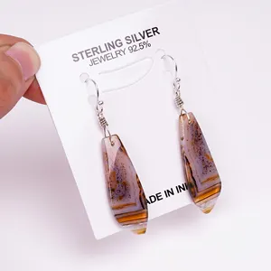 Natural Montana Agate Fancy Ethnic Style Handmade Jewelry 925 Sterling Silver Dangle Earrings