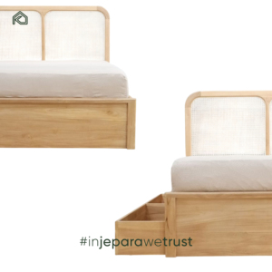 Modern Solid Teak Wicker <b>Headboard</b> King Size <b>Wooden</b> Rattan <b>Beds</b> Eco-Friendly Durable Commercial for Bedroom Hotel or Apartment - Product Image 3