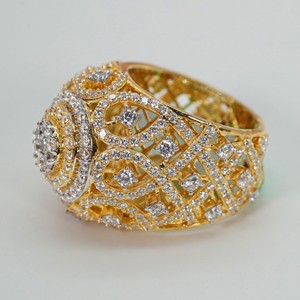 yellow gold lab grown diamond hip hop <b>ring</b> with vvs clarity elegantly <b>crafted</b> for women - Product Image 3