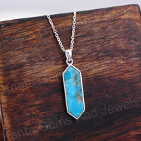 Colgante Unisex de Plata de Ley 925 con Turquesa Natural de Arizona, Forma Elegante, Engaste en Bisel, Estilo Bohemio, Hecho a Mano, de la Mejor Calidad, Gran Venta