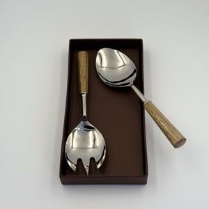 ชุดช้อนส้อมสลัดสแตนเลส ดีไซน์แฮนด์เมด ด้ามจับสีเงินขัดเงา ช้อนและส้อมเสิร์ฟสลัดดีไซน์เนอร์ งานแต่งงาน ผลิตจากเหล็กขัดเงา - Product Image 6