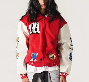 Custom <b>Vintage</b> Chenille Embroidery Patch Logo Stand Collar High Street Style Winter <b>Varsity</b> Letterman <b>Jacket</b> for Men for Spring - Product Image 5
