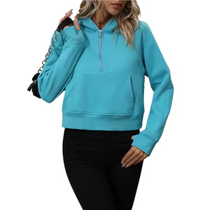 Sudadera con Capucha Corta para Mujer, Estampada, con Logotipo Personalizado en la Parte Delantera, 100% Algodón de Alta Calidad, Talla Grande, OEM, Venta Caliente - Product Image 5