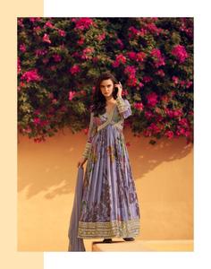 Venta directa, último vestido de diseñador Anarkali tradicional moderno, seda Chinon Real pesada para festivales de boda, indio pakistaní - Product Image 3