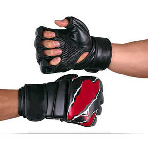 Guantes de boxeo y MMA de medio dedo con logotipo personalizado, ropa de artes marciales de cuero de color sólido a precios razonables - Product Image 3