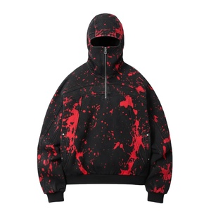 เสื้อฮู้ดดี้ดีไซน์ใหม่ล่าสุดสำหรับฤดูหนาว คอสูง ปิดหน้าแบบนินจา ซิปครึ่งตัว ผ้าฝ้าย 100% ทรงโอเวอร์ไซส์ สำหรับผู้ชาย รับสั่งทำ - Product Image 2