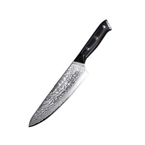 Cuchillo de Chef Damasco profesional personalizado al por mayor mango negro Funda de estilo japonés de alta calidad servicio OEM ODM precio de fábrica - Product Image 1
