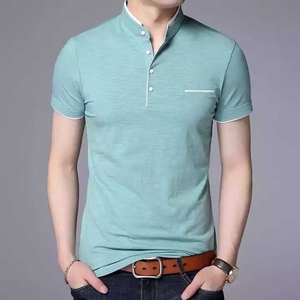Men's Premium Quality Solid Spandex/<b>Polyester</b> Eco-Friendly for <b>Shirt</b> Casual Short Sleeve Wholesale Factory Customizable - Product Image 1