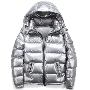 Pakistan Manufacturer Custom Men's Warm Winter Shiny Quilted Puffer Jacket <b>Windbreaker</b> Padded Thick <b>Black</b> Hooded Bubble Jacket - Product Image 5