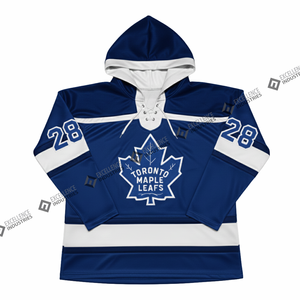 Sudadera con Capucha de Hockey sobre Hielo Sublimada Personalizada de Alta Calidad, Sudadera con Capucha de Poliéster Grueso a Rayas con Pantalones Cortos, Precio al por Mayor OEM para Equipos - Product Image 1