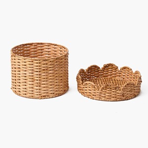 Juego de 2 cestas redondas de ratán con tapa, cestas de almacenamiento hechas a mano, venta al por mayor, ecológicas, hechas en Vietnam - Product Image 4