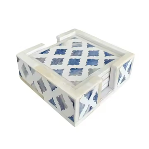 High Quality Bone Inlay Classic Eco-Friendly Tea <b>Coaster</b> <b>Set</b> Luxury Square Pack 4 Pieces Home Restaurant Kitchen Decor Handmade - Product Image 5
