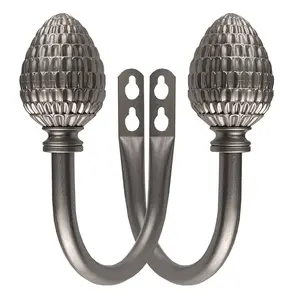 Wall Mounted Drapery Tiebacks with Pine-cone Finial Decorative Curtain Holders for Bedroom Living-room Office Home Satin Nickel