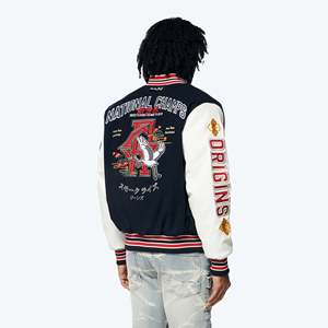 Hot Style Custom Logo Button Ribbed collar With Cuffs <b>Varsity</b> <b>Jacket</b> For <b>Men</b> Letterman College Baseball <b>Bomber</b> <b>Varsity</b> <b>Jacket</b> - Product Image 2