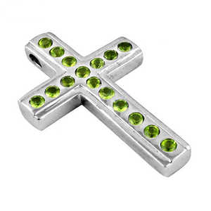 Colgante de Cruz de Plata para Mujer, Hecho a Mano, Oro Rosa con Piedras Preciosas Verdes, Chapado en Rodio, Amuleto, Joyería de Regalo - Product Image 3