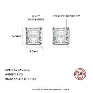 Pendentif et boucles d'oreilles en moissanite argentée taille Asscher 1 carat, éclat intemporel, D VVS1 avec certificat GRA pour fiançailles - Product Image 4