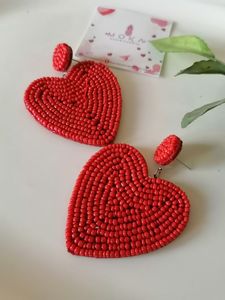 . Boucles d'oreilles pendantes en forme de cœur ouvert en perles de rocaille bleu royal, bijoux fantaisie, mode de la Saint-Valentin, vente en gros - Product Image 5