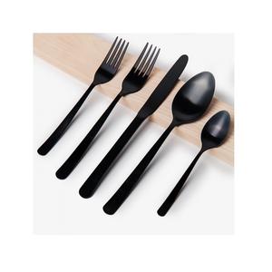 hot sale gold luxury <b>Cutlery</b> Stainless Steel gold PVD with rustic <b>black</b> handle Flatware Safe and healthy for daily use - Product Image 2