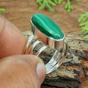 Romantic Malachite Gemstone <b>Ring</b> 92.5 Sterling Silver Handmade Platinum Jewelry with Rhodium Plating <b>Fine</b> <b>Rings</b> - Product Image 5
