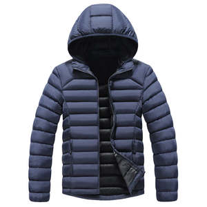 Veste universitaire de haute qualité pour hommes manteau bouffant à capuche détachable à fermeture éclair coupe-vent col montant toile pour l'hiver en stock - Product Image 5