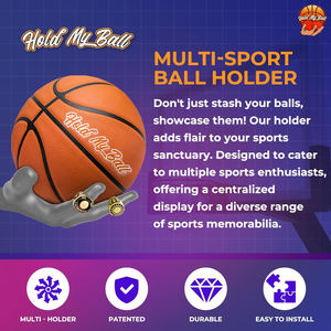 Support mural universel pour ballon de haute qualité en polypropylène multicolore, support d'affichage pour ballon de basket, football, ballon de main - Product Image 5