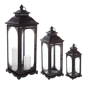 Ensemble de 2 lanternes en métal pour bougeoir photophore avec verre pour table maison intérieur jardin sol mariage ensemble de 2 pièces fer, iro - Product Image 4