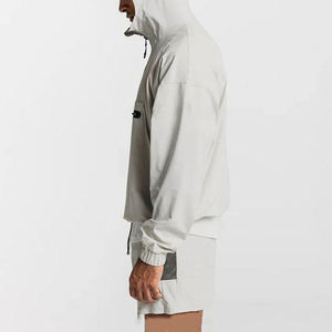 OEM logotipo personalizado suave Shell ligero senderismo impermeable a prueba de viento de los hombres deportes correr entrenamiento nailon Anorak chaqueta cortavientos - Product Image 3