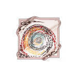 ผ้าพันคอผ้าไหมโพลีเอสเตอร์สีเบจพิมพ์ลายดีไซน์เนอร์แบบนามธรรม - Product Image 3