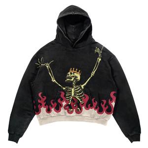 Sudaderas con capucha recortadas lavadas con ácido para hombre personalizadas, sudaderas con hombros caídos de gran tamaño, ropa de calle pesada Vintage, Sudadera con capucha en blanco para hombre - Product Image 5