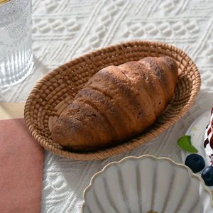 Bakery Organizer Rattan Oval <b>Basket</b> Handicraft Fruits Serving <b>Trays</b> Storage <b>Basket</b> Rustic Decoration for Kitchen and Restaurant - Product Image 4