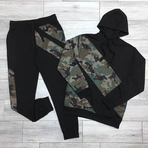 Moda Streetwear personalizado Casual calle bordado Patchwork algodón Sudadera con capucha pantalones chándal 2 piezas traje hombres chándal conjuntos - Product Image 4