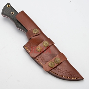 Couteau de camping et de randonnée artisanal avec manche en os en acier au carbone et étui en cuir Modèle Jexa-HC-001 - Product Image 4